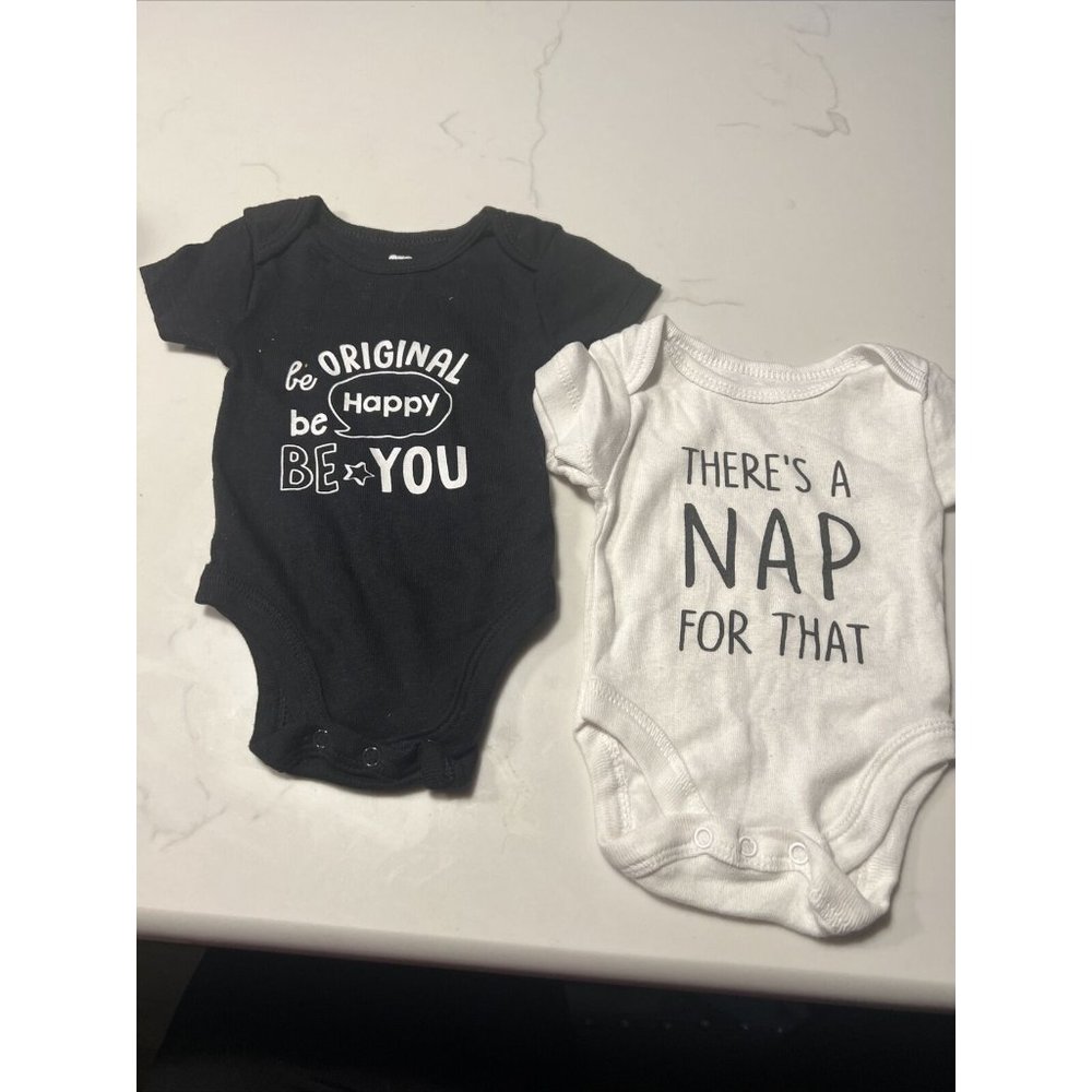 Koala Baby Short Sleeve One Piece Size New Born LOT of 2 Black and white